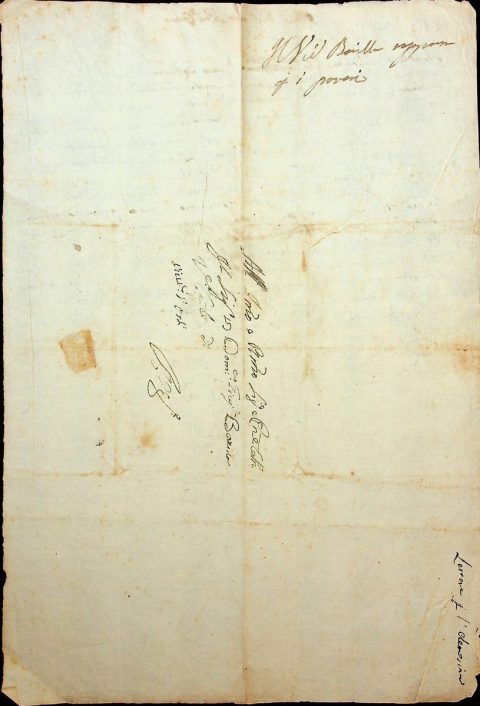 1791 luglio 30, NapoliMonsignor Alberto Maria Capobianco, arcivescovo di Reggio Calabria e cappellano maggiore del Regno, scrive al canonico Domenico Giuseppe Barilla, vicario capitolare, compiacendosi per le notizie che gli sono giunte in relazione alla prosecuzione dei lavori relativi alla ricostruzione della Cattedrale dopo i “tremuoti” del 1783 con particolare riferimento alla Cappella di S. Paolo e all’esecuzione del dipinto raffigurante l’Apostolo.ASDRCB, Monsignor Alberto M. Capobianco, Atti 1768 – 1796, b. 1, fasc. 2/bSento con piacere, che si tira avanti la costruzione della Cappella di S. Paolo, e [… ] per la sollecita formazione del quadro del glorioso Apostolo, la di cui esecuzione però è impossibile per settembre […] Mi piace anche sentire il trasporto de’ bordoni da Ferrajna, e che siano riusciti di suo genio pella perfetta qualità del legname. Va bene assai, e resto sempre ansioso del proseguimento del travaglio, e della copertura del Coro […]